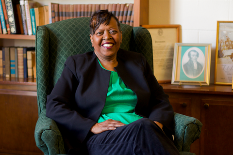 Seated library portrait